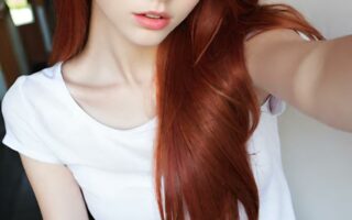 AI girl with red hair wallpaper