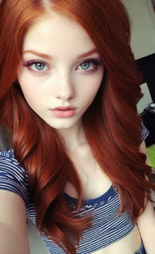 AI girl with red hair wallpaper