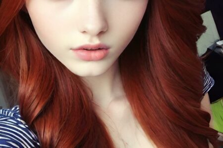 AI girl with red hair wallpaper