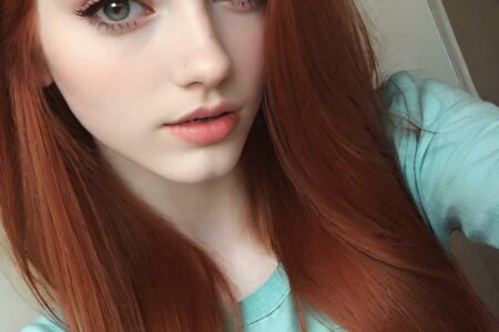 AI girl with red hair wallpaper