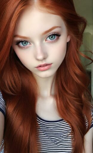 AI girl with red hair wallpaper