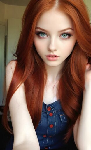 AI girl with red hair wallpaper
