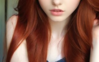 AI girl with red hair wallpaper