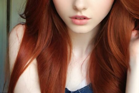 AI girl with red hair wallpaper