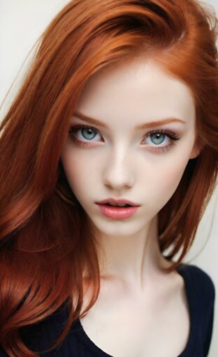 AI girl with red hair wallpaper