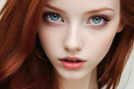 AI girl with red hair wallpaper