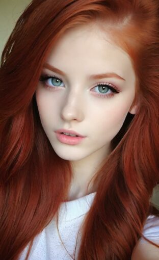 AI girl with red hair wallpaper
