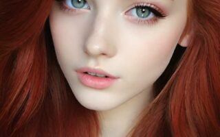 AI girl with red hair wallpaper