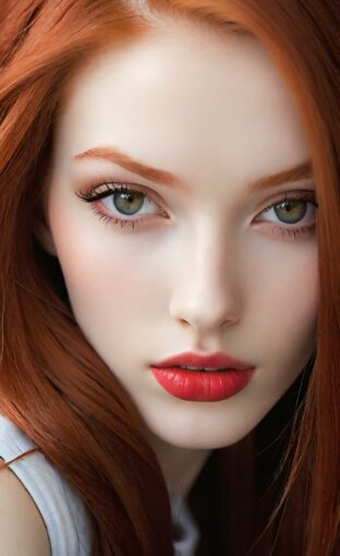 AI girl with red hair wallpaper
