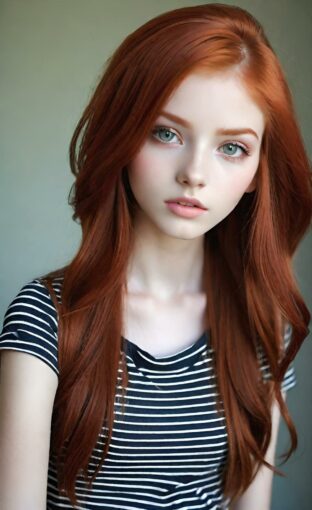 AI girl with red hair wallpaper