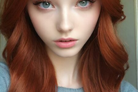 AI girl with red hair wallpaper