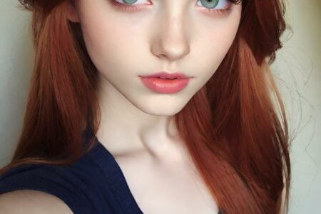 AI girl with red hair wallpaper