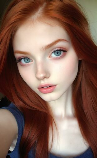 AI girl with red hair wallpaper
