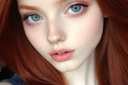 AI girl with red hair wallpaper
