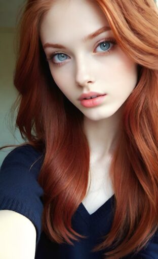 AI girl with red hair wallpaper
