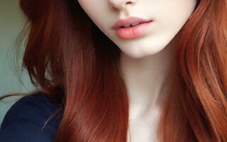 AI girl with red hair wallpaper