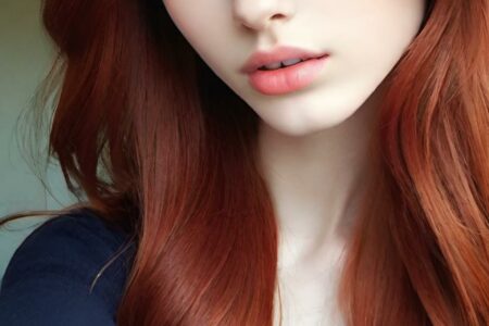 AI girl with red hair wallpaper