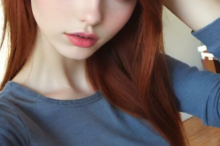 AI girl with red hair wallpaper