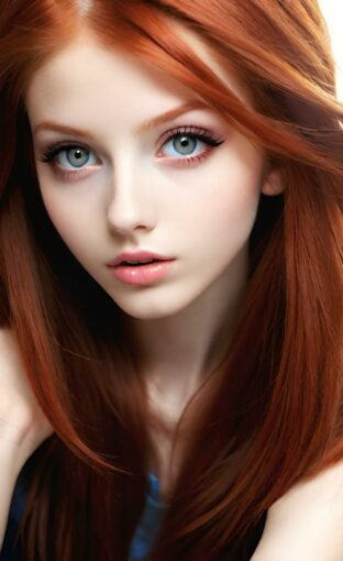 AI girl with red hair wallpaper