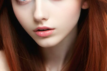 AI girl with red hair wallpaper