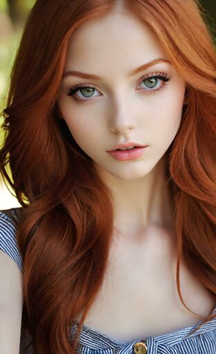 AI girl with red hair wallpaper