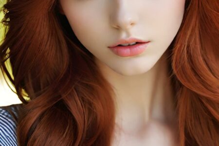 AI girl with red hair wallpaper