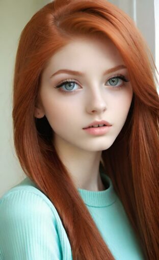AI girl with red hair wallpaper