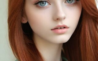 AI girl with red hair wallpaper