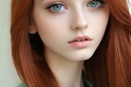 AI girl with red hair wallpaper