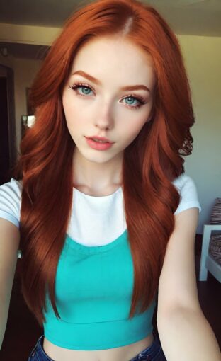 AI girl with red hair wallpaper
