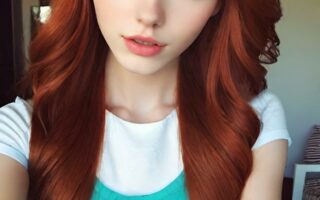 AI girl with red hair wallpaper