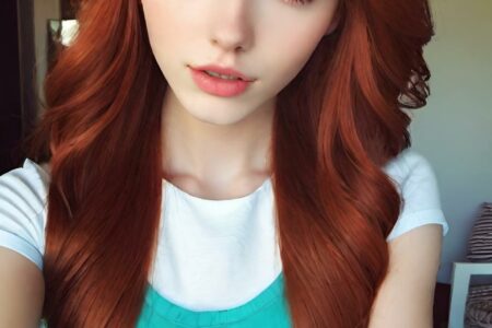 AI girl with red hair wallpaper