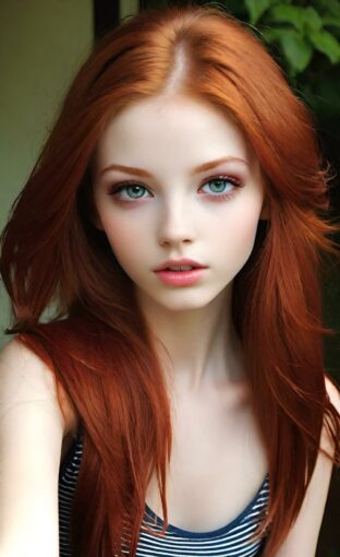 AI girl with red hair wallpaper