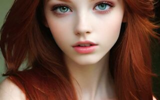 AI girl with red hair wallpaper