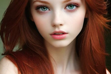 AI girl with red hair wallpaper