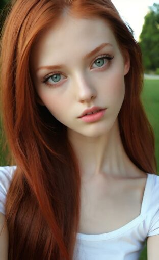 AI girl with red hair wallpaper