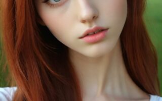 AI girl with red hair wallpaper