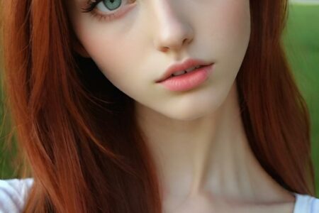 AI girl with red hair wallpaper