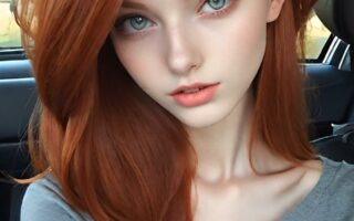 AI girl with red hair wallpaper