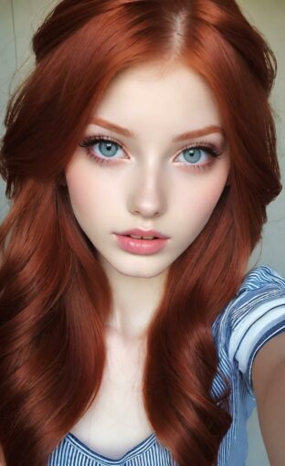 AI girl with red hair wallpaper