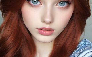 AI girl with red hair wallpaper