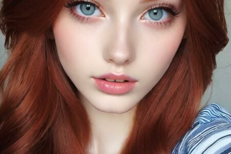 AI girl with red hair wallpaper