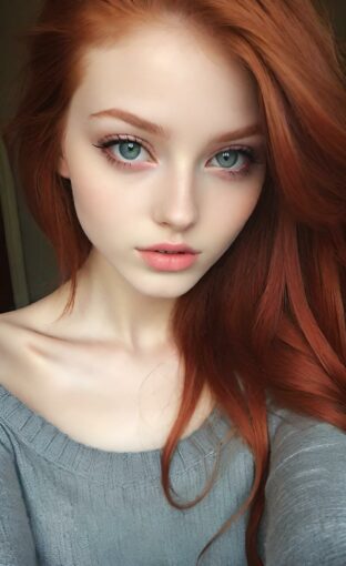 AI girl with red hair wallpaper