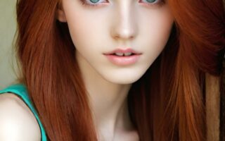 AI girl with red hair wallpaper