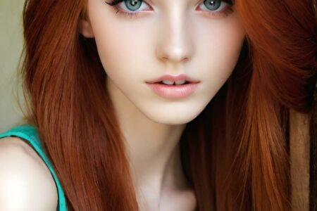 AI girl with red hair wallpaper