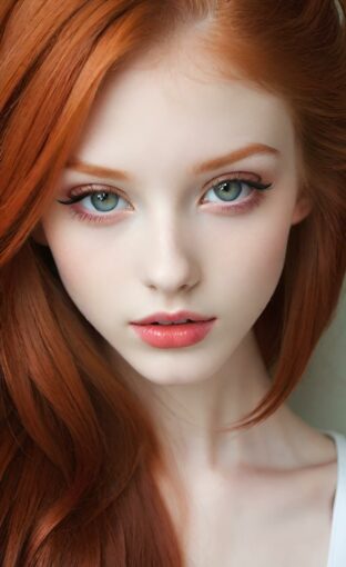 AI girl with red hair wallpaper