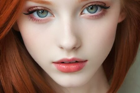 AI girl with red hair wallpaper