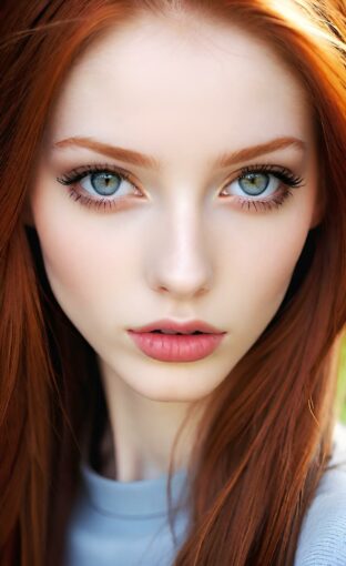 AI girl with red hair wallpaper