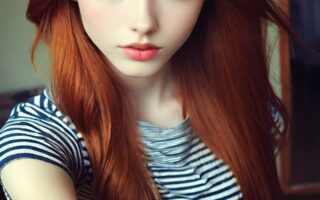 AI girl with red hair wallpaper