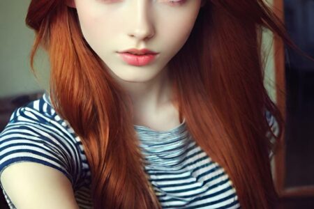 AI girl with red hair wallpaper